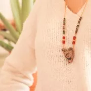 35x25mm gemstone Wolf Head Pendant - Rose Quartz x1