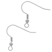 Earwires 21mm Rhodium tone x6