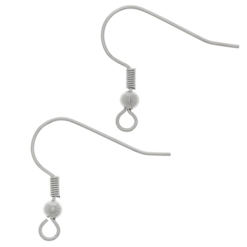Earwires 21mm Rhodium tone x6