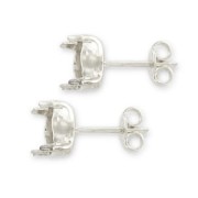 Cabochon Earstuds 1028/1088 6mm Silver tone x2