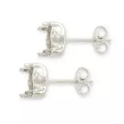 Cabochon Earstuds 1028/1088 6mm Silver tone x2