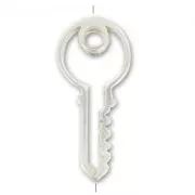 Key bead 60mm Silky silver tone x1