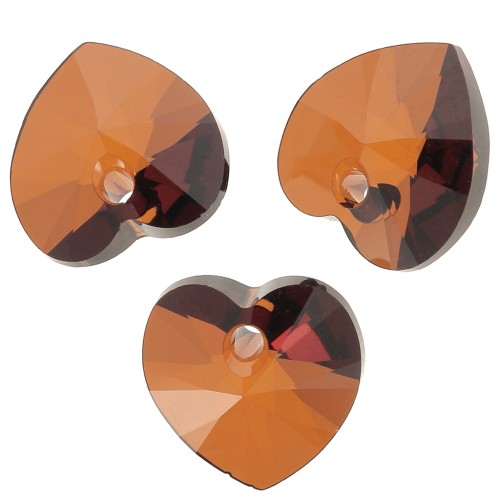 10,3x10mm PureCrystal 6228 Heart - Smoked Amber x6