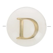 8mm Mother-of-pearl Round alphabet letter bead - D - Natural - Gold Tone x1|raw }}