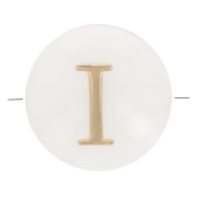 8mm Mother-of-pearl Round alphabet letter bead - I - Natural - Gold Tone x1|raw }}