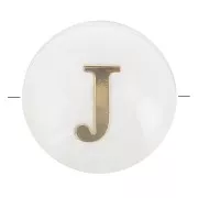 8mm Mother-of-pearl Round alphabet letter bead - J - Natural - Gold Tone x1