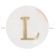 8mm Mother-of-pearl Round alphabet letter bead - L - Natural - Gold Tone x1|raw }}