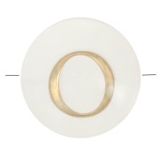 8mm Mother-of-pearl Round alphabet letter bead - O - Natural - Gold Tone x1|raw }}