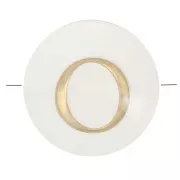 8mm Mother-of-pearl Round alphabet letter bead - O - Natural - Gold Tone x1