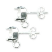 Cabochon Earstuds 1028/1088 6mm Silver tone x2