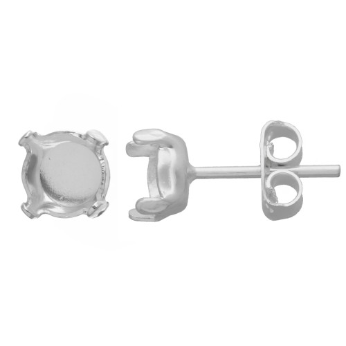 Cabochon Earstuds 1028/1088 6mm Silver tone x2
