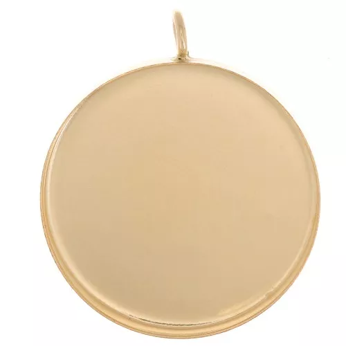 18mm Godl Filled Round pendant for cabochon flat bottom with vertical ring x1
