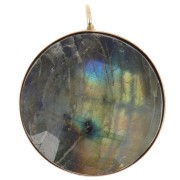 18mm Godl Filled Round pendant for cabochon flat bottom with vertical ring x1