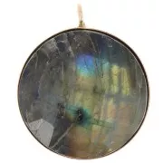 18mm Godl Filled Round pendant for cabochon flat bottom with vertical ring x1