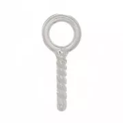 Screw-in hooks with 4mm ring - Fine silver plating x4