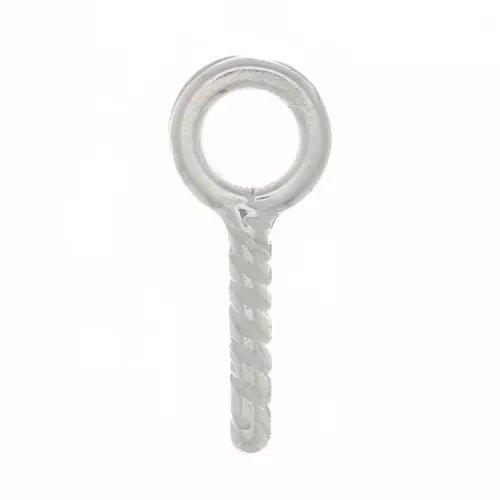 Screw-in hooks with 4mm ring - Fine silver plating x4