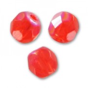 Fire Polished faceted round beads 3 mm Light Siam AB x50