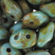 SuperDuo 2.5x5mm Blue Turquoise Travertin x10g|raw }}