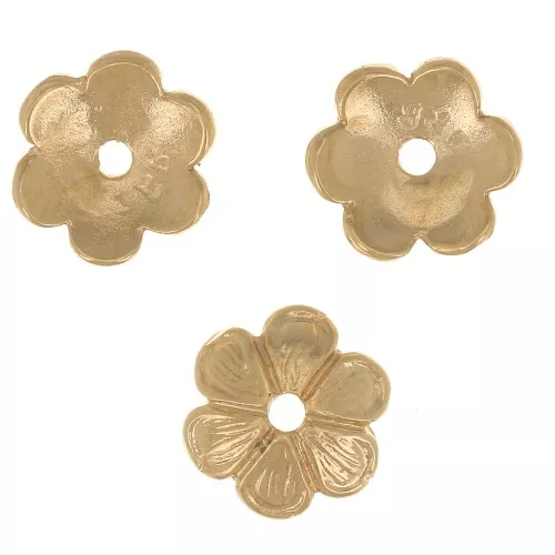 7mm Flower bead cap - 3 microns Gold plated x1