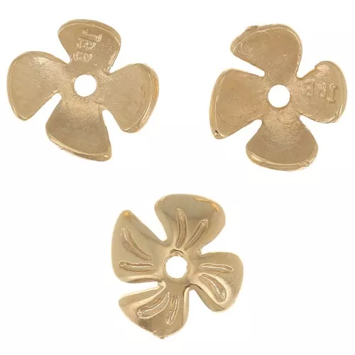 8mm worked flower bead cap - 3 microns gold plated x1
