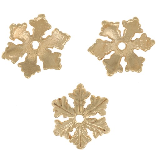 10mm Snowflake bead cap - Gold plated 3 microns x1