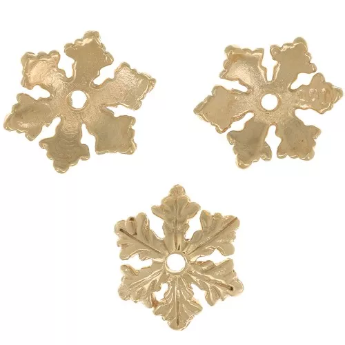 10mm Snowflake bead cap - Gold plated 3 microns x1