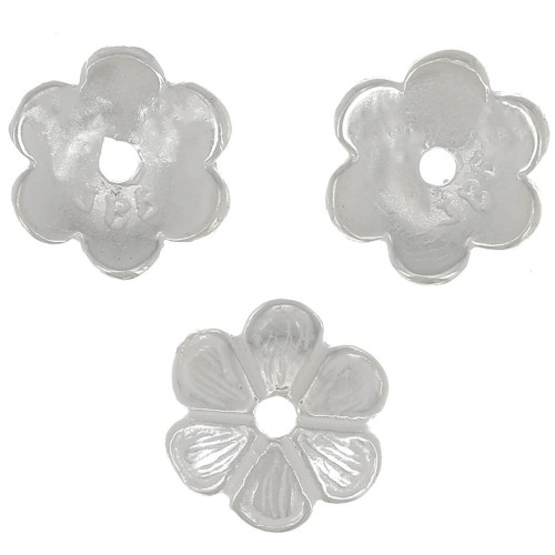 7mm Flower bead cap - Fine silver plating x1