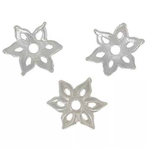 8mm Hollow Flower Bead cap - Fine Silver plated x1