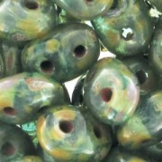 SuperDuo 2.5x5mm Aquamarine Travertin x10g|raw }}