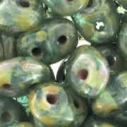 SuperDuo 2.5x5mm Aquamarine Travertin x10g