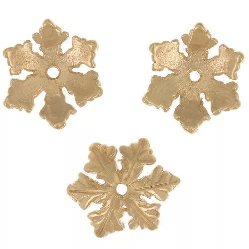 10mm Snowflake bead cap - Fine Gold plated x1