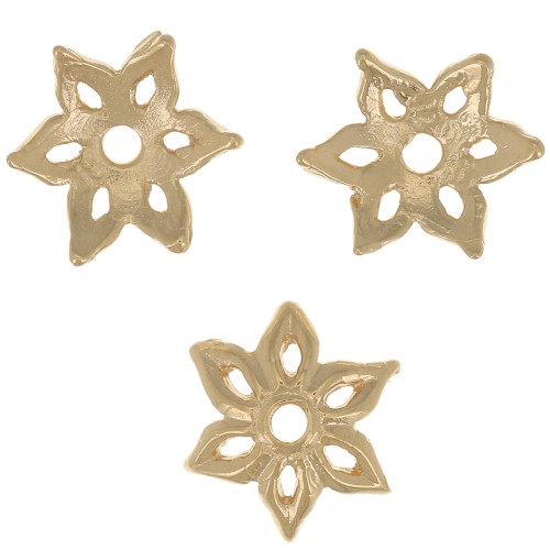 8mm Hollow Flower bead cap - Fine Gold Plated x1