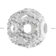 4mm Round filigree beads - Fine silver plating x20