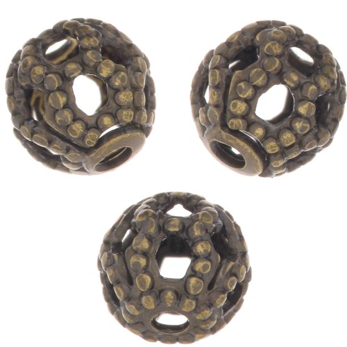 4mm Round filigree beads - Bronze Tone x20