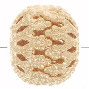 8x7mm Round flattened filigree beads - Fine Gold plated x10