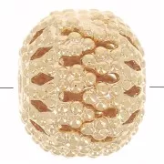 8x7mm Round flattened filigree beads - Fine Gold plated x10