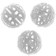 12mm Round filigree beads - Fine silver plating x10