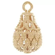 14x8mm Filigree Drop Charms - Fine gold Plated x10