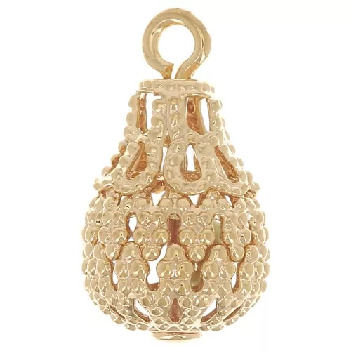 14x8mm Filigree Drop Charms - Fine gold Plated x10
