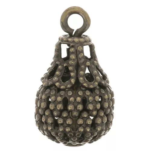 14x8mm Filigree Drop Charms - Bronze Tone x10