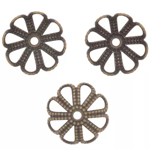 9mm Filigree bead Caps - Bronze Tone x10
