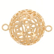 17x12mm Filigree ball connectors 2 rings - Fine Gold plated x10|raw }}