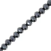 Jet - Perles rondelles facettées - rondes aplaties 6x5 mm Jet Hematite x40cm Perles rondelles facettées - rondes aplaties 6x5 mm Jet Hematite x40cm