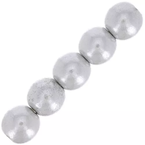 4mm Czech Glass Beads Round - Mat Silver Tone x50