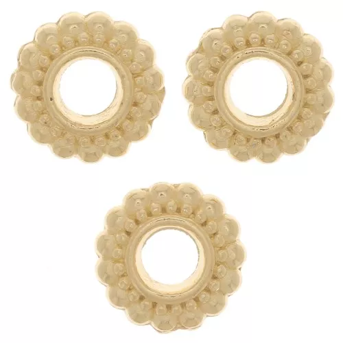 7mm Round worked beads - Fine Gold plated x6