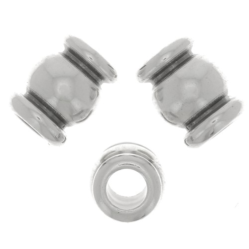 6x5mm Worked tube beads - Antique silver plating x6