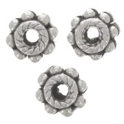 5.5mm Flower beads - Antique silver plating x10|raw }}