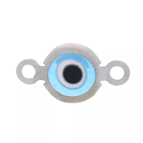 12x7mm 304 Stainless Steel Resin Eye connectors - Light Blue x10