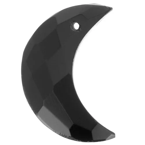 18x12mm faceted half moon gemstone pendant - Black Onyx x1