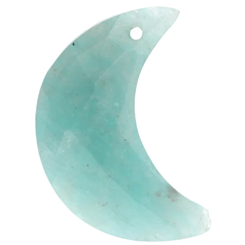 20.5x14 mm faceted half-moon gemstone pendant - Amazonite x1